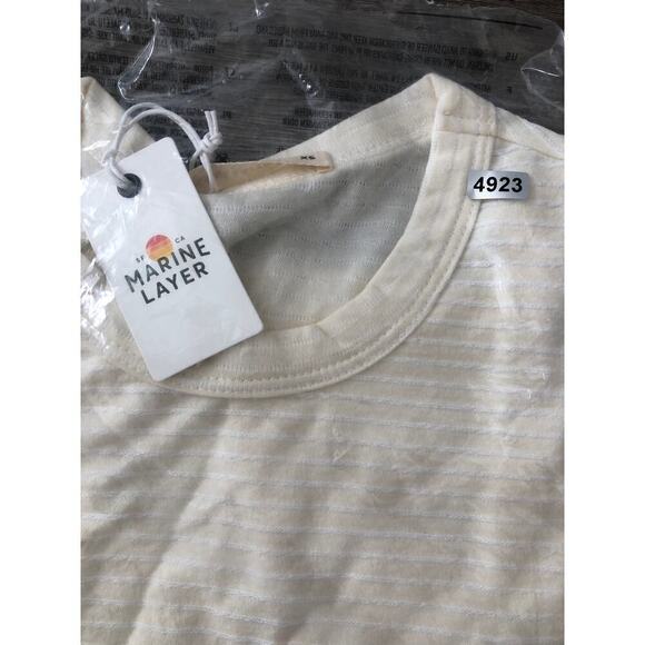 Marine Layer Lydia Tank Top Textured Stripe Sleeveless Cropped White NWT Size XS - Picture 6 of 7